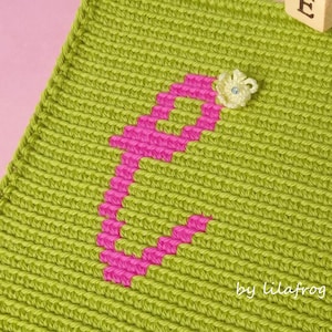 PATTERN - Alphabet Letter E in Tapestry Crochet, Instant Download PDF in English and Spanish, DIY Tutorial