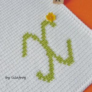 PATTERN - Alphabet Letter X in Tapestry Crochet, Instant Download PDF in English and Spanish, DIY Tutorial