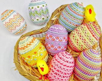 Modello uova di Pasqua all'uncinetto, Uova di Pasqua Amigurumi, Uova di Pasqua all'uncinetto, Uova di Pasqua ricamate, Decorazioni per uova di Pasqua - Tutorial MODELLO PDF