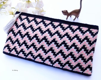 Bargello Tapestry Crochet Clutch, Tapestry Crochet Handbag, Crochet Handbag, Wayuu, PDF PATTERN Tutorial, Right & Left Handed