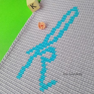PATTERN - Alphabet Letter K in Tapestry Crochet, Instant Download PDF in English and Spanish, DIY Tutorial