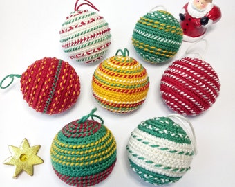 Palline di Natale all'uncinetto, decorazioni per l'albero, palline di Natale, tutorial per decorazioni amigurumi, decorazioni da appendere per le feste (schema PDF)