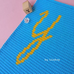 PATTERN - Alphabet Letter Y in Tapestry Crochet, Instant Download PDF in English and Spanish, DIY Tutorial