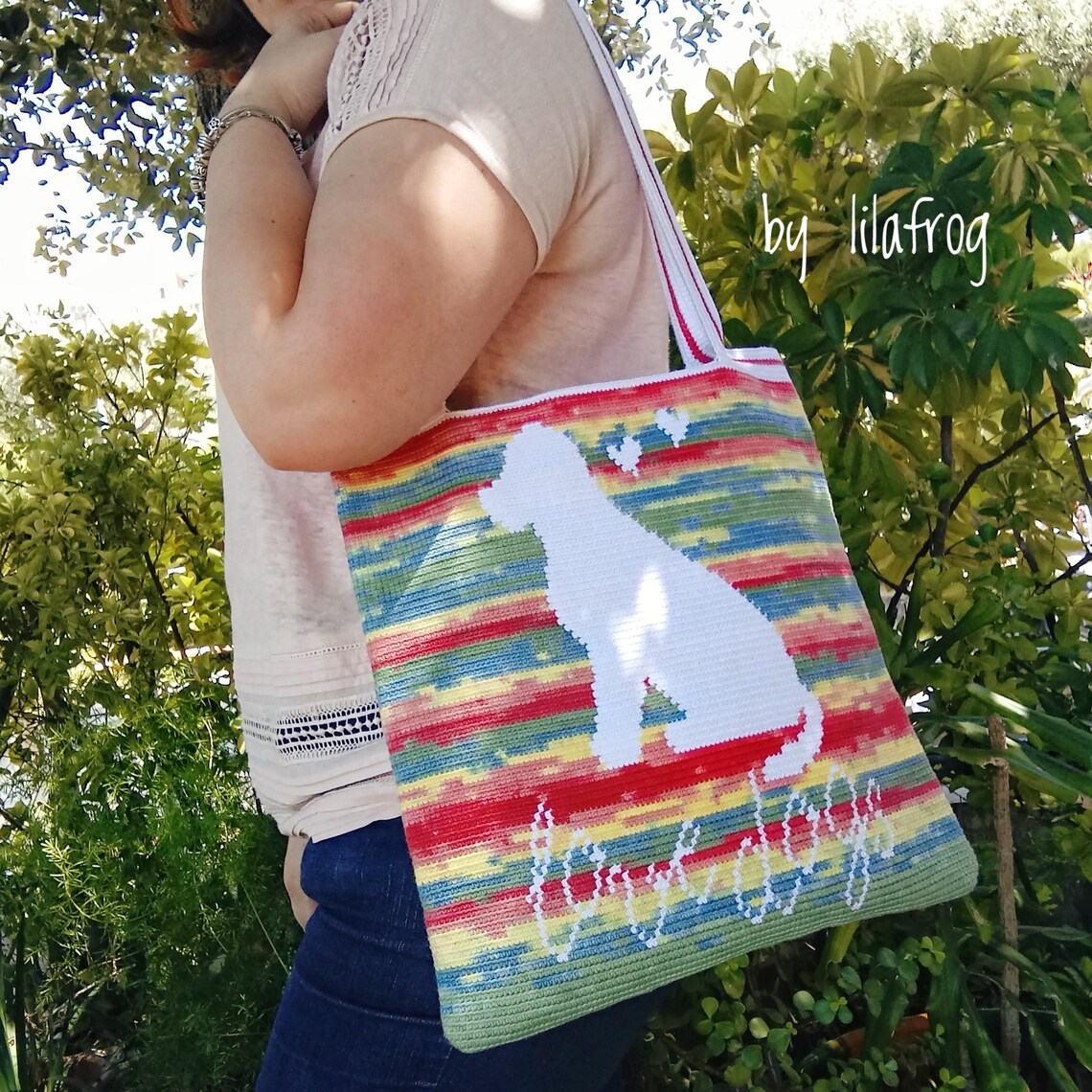 Tapestry Crochet Tote Bag, Tapestry Crochet Bag, Crochet Tote Bag, Dog