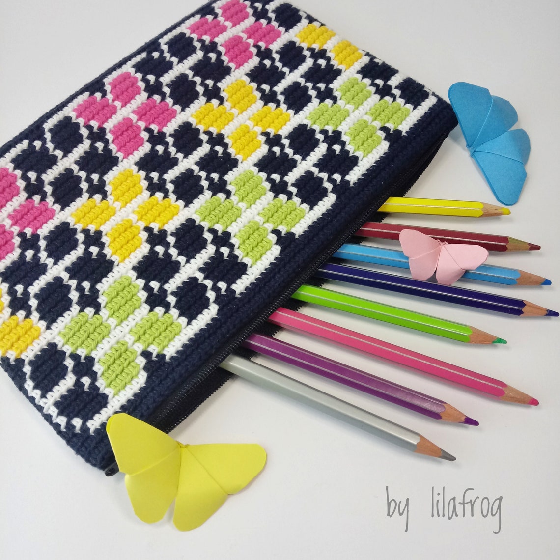 Tapestry Crochet Pouch and Bag Set Patterns Crochet Handbag Etsy