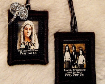 Scapolare marrone della Madonna di Fatima, fatto a mano negli Stati Uniti, 100% lana