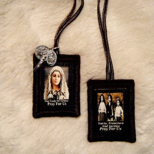 Our Lady of Fatima Brown Scapular Handmade in USA 100% Wool