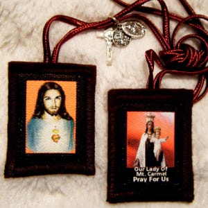 Sacred Heart Of Jesus Brown Scapular 100% Wool Handmade in USA