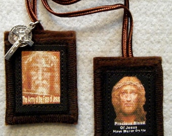 Scapolare della Passione di Cristo Scapolare marrone 100% lana fatto a mano negli Stati Uniti