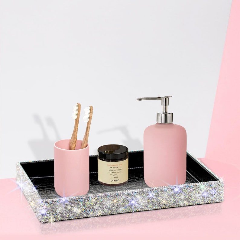 Blingpink Bling Vanity Crystal Rhinestone Makeup Tray Makeup Etsy
