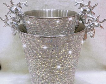 Diamante Bling Diamond Metal Tub Wine Champagne Bottle Holder Ice Cooler Bucket