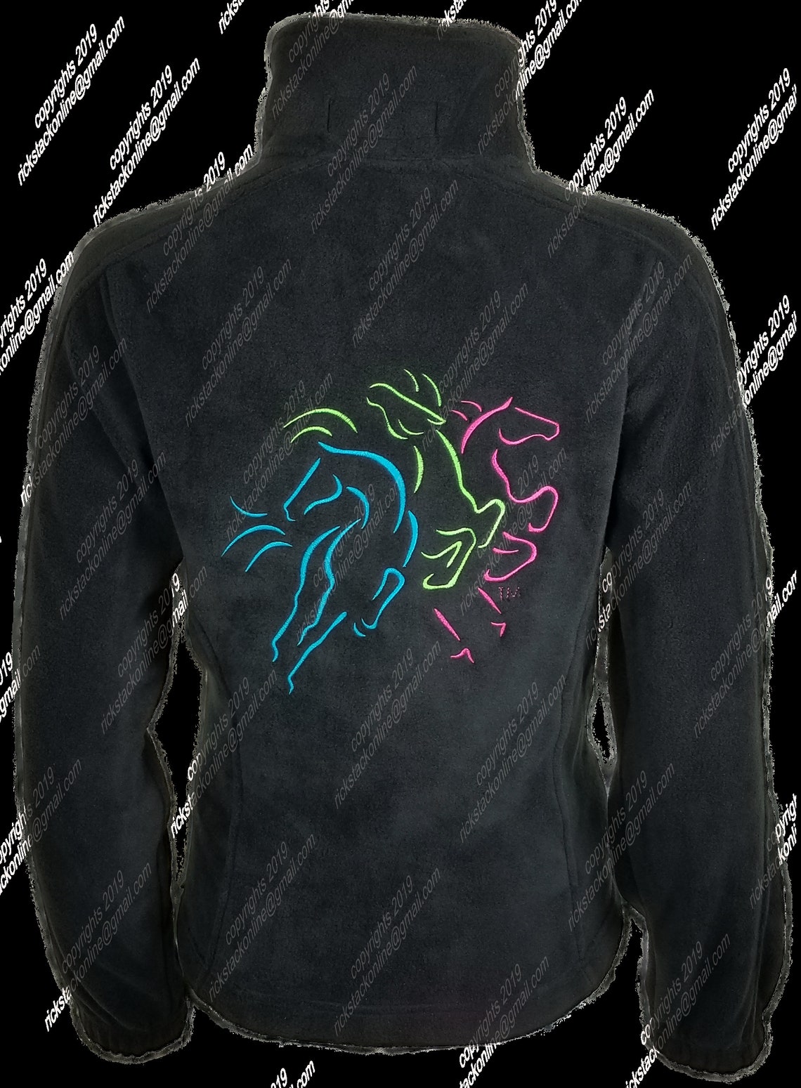 Embroidered Horse Fleece Jacket.....three Horses Etsy
