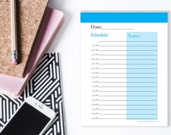 Printable Daily Planner, Digital Planner, Daily Schedule PDF, Blue