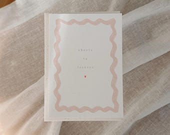 Personalized wedding card – cheers to forever card with names | Wedding greeting card + envelope | Gift for the bride and groom |