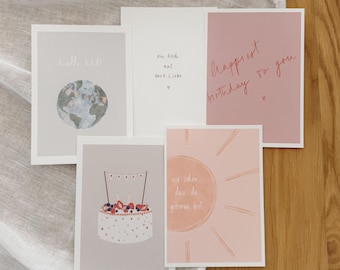 Greeting card set for various occasions | Card set for birthdays, births, and weddings | Colorful design postcards | Gift card set