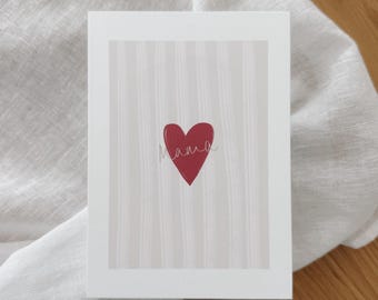 Mother's Day Card with Heart | Handmade Card for Mom | Loving Mother's Day Greeting Card | Mother's Day Gift Idea