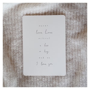 Postcard "Never leave home without a kiss" minimalist postcards