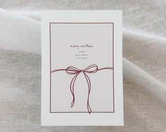 Christmas card with ribbon | simple Christmas card | Christmas card