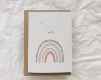 Carte de baptême personnalisée | Carte de baptême | Cadeau de baptême | Carte de baptême avec arc-en-ciel | Carte pour la première communion ou la confirmation
