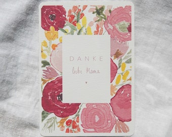 Muttertagskarte | danke Mama | beste Mama | Muttertag | Aquarellblumenkarte