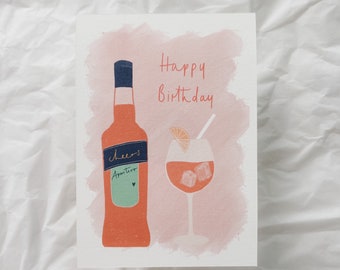 Aperol birthday card | Aperol Spritz card | Personalized Aperol postcard