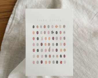Easter card "Happy Easter" – Greeting card with colorful Easter eggs – Handmade Easter greeting card – Gift card, spring card
