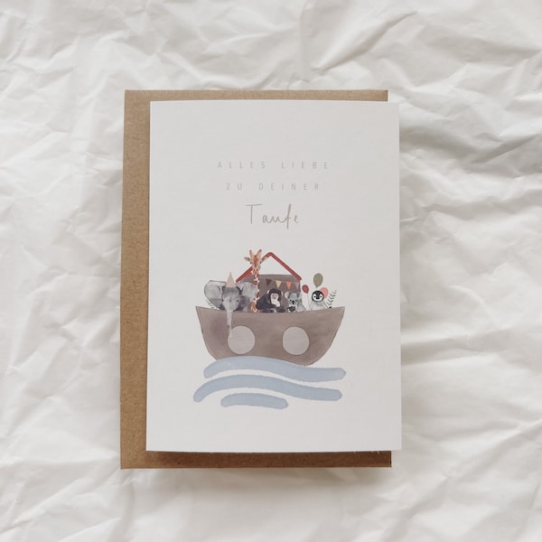 Customizable baptism card | Baptism card | Baptism gift | Baptism card with Noah's Ark