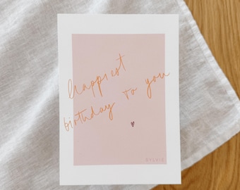 Personalized birthday card | Modern aesthetic birthday card | "Happy Birthday to You" | Name birthday card | Gift idea