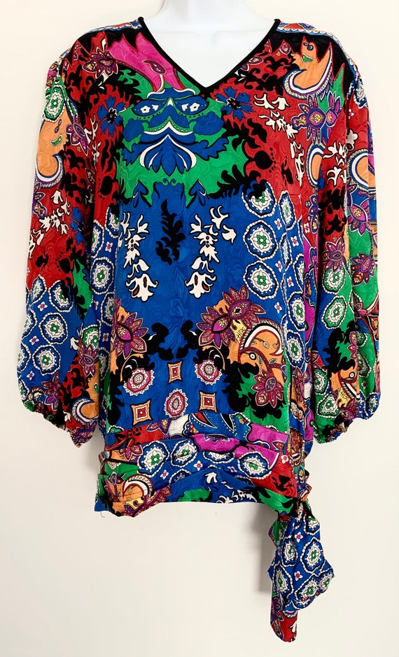 Vintage DIANE FREIS Womens 100% Silk Blouse Top Tu