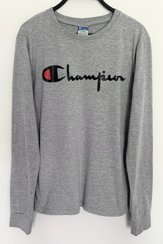 Vintage 90's CHAMPION Reverse Weave Pullover Tshirt Unisex Large Champion Wisconsin Athletics Sportswear Crewneck Jumper Gray Tee Size L
