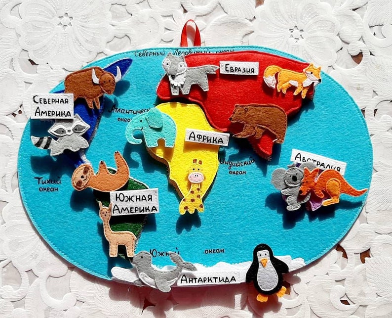 montessori world map gift for kids felt world map etsy