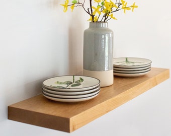 Hard Maple Floating Shelf: Heavy Duty Kitchen or Bathroom Shelving