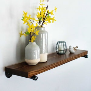 Rustic Floating Shelves | Industrial Straight Pipe Brackets | Rustic Modern Design | 8&quot; Depth
