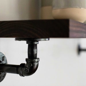 Pipe Bracket Shelves, Industrial Pipe &quot;L&quot; Brackets, Custom Length and Stain Options Available