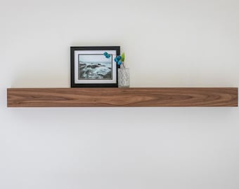 Custom Solid Walnut Box Mantel: Floating Fireplace Shelf