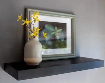 Black Wood Floating Shelf: Heavy Duty Kitchen or Bathroom Shelving
