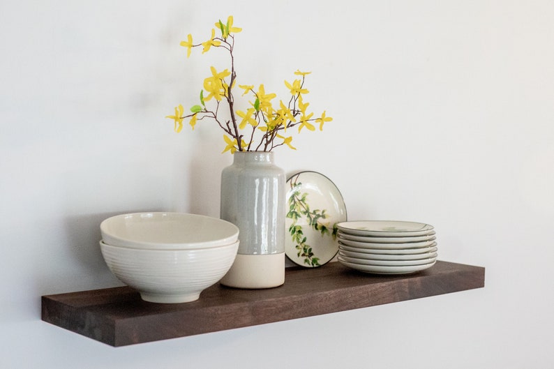 Walnut Floating Shelves Solid Wood Shelf With 300 Pound Etsy