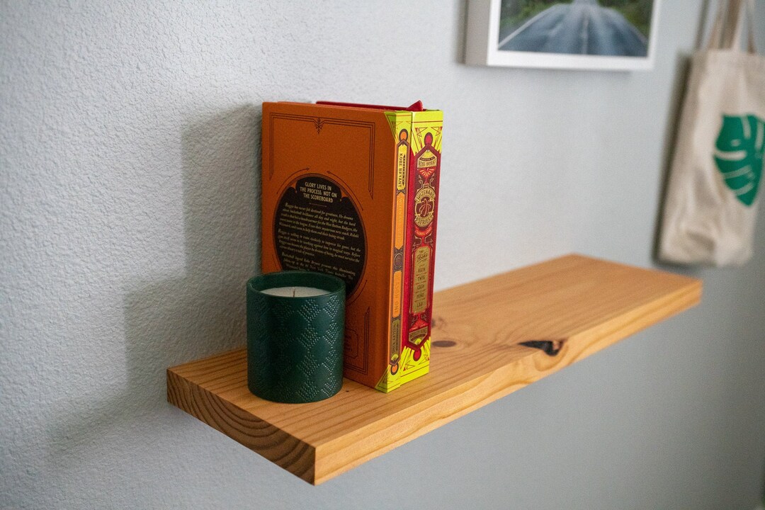 Pine Floating Shelf With Dowel Rods Rustic Character, Smooth Edges