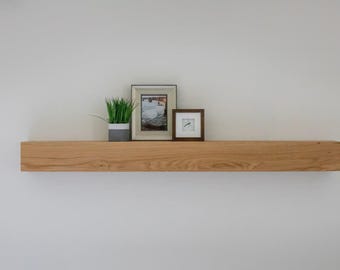 Custom White Oak Box Mantel: Floating Fireplace Shelf, Easy Install