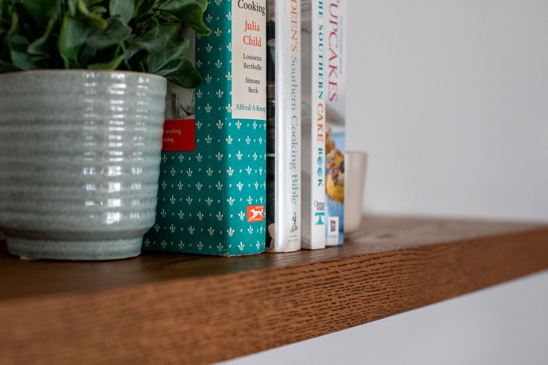 HEAVY DUTY Kitchen Floating Shelves, Solid White Oak Wood Floating Shelf, Custom Wall Shelf