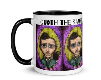 Edgar Allan Poe Raven Goth Steampunk Mug with Color Inside