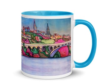 Georgetown, DC Watercolor - Mug with Color Inside