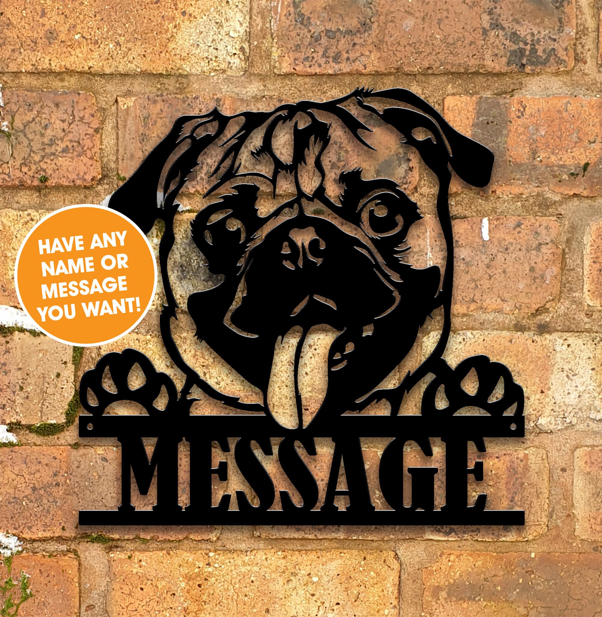 Pug Metal Sign for Home House Name Wall Decor Dog Lover Etsy