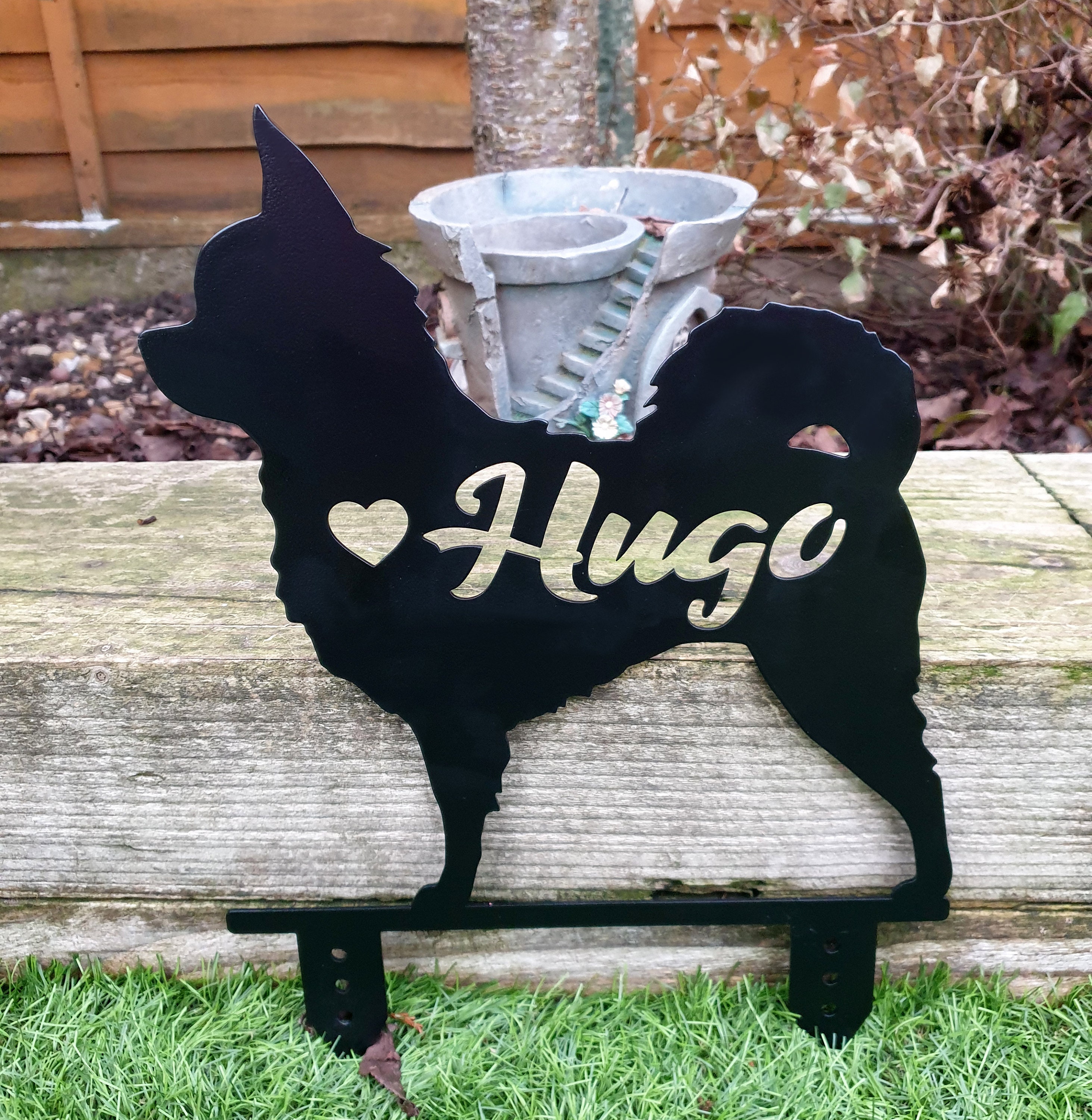 Criadores De Kangal Turco En España Chihuahua Long Hair Metal Garden Ornament personalizado con un | Etsy España