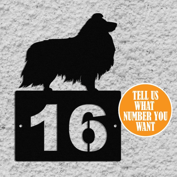 Shetland Sheepdog House Number, Personalised Sheltie Gift, Pet Gifts, Door Number, Metal Wall Decor, Shetland Sheepdog Gift, Business Sign