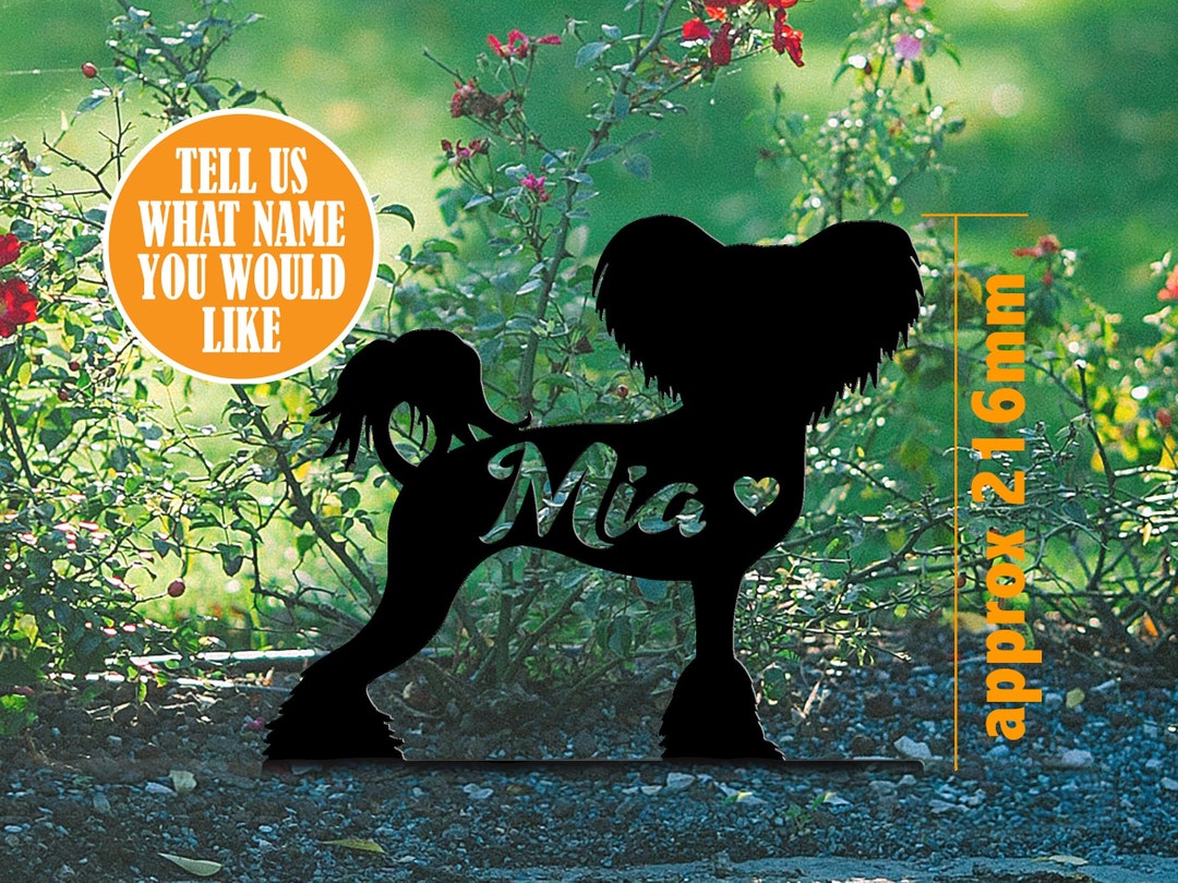 Chinese Crested Personalised Metal Garden Statue, Personalised Chinese