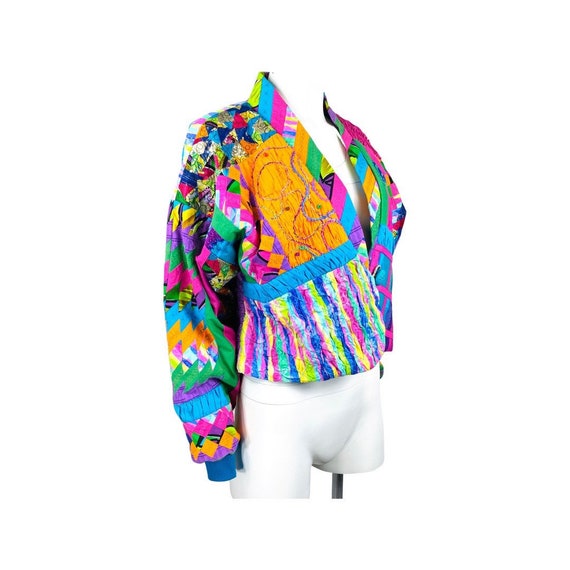 90s Patchwork Colorful Jacket / Butterflies / Int… - image 3