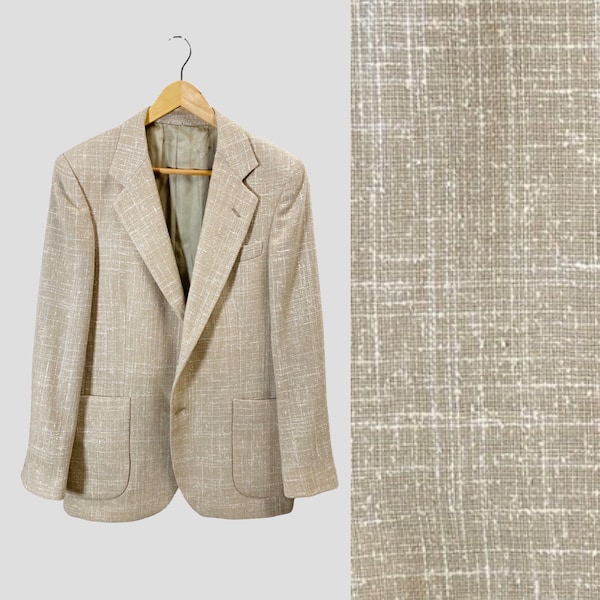 Vintage 80s DON ROBBIE Linen Blazer / Sport Coat / Nubby Texture / Summer Spring / Palm Springs / Palm Beach / Chest 41/42R