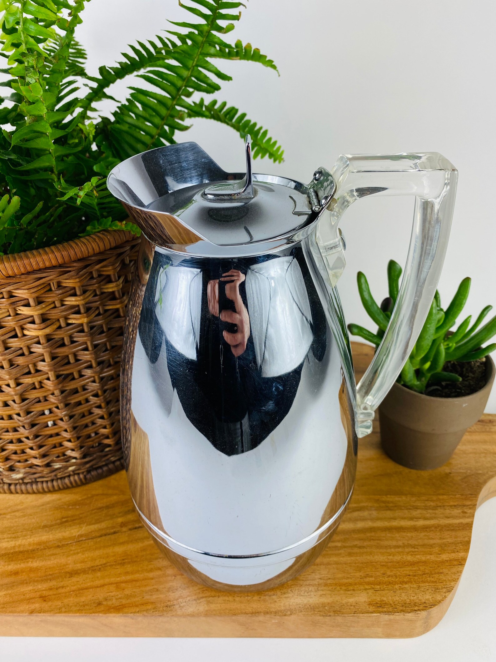 1960s Thermos Glass Insulated Carafe With Lucite Handle / Mid Etsy