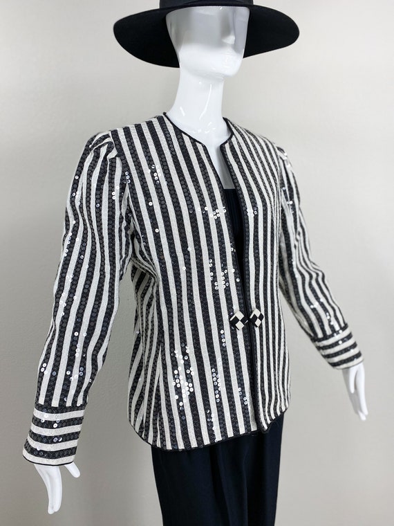 Striped Sequin Statement Jacket / Vintage 80s / P… - image 1